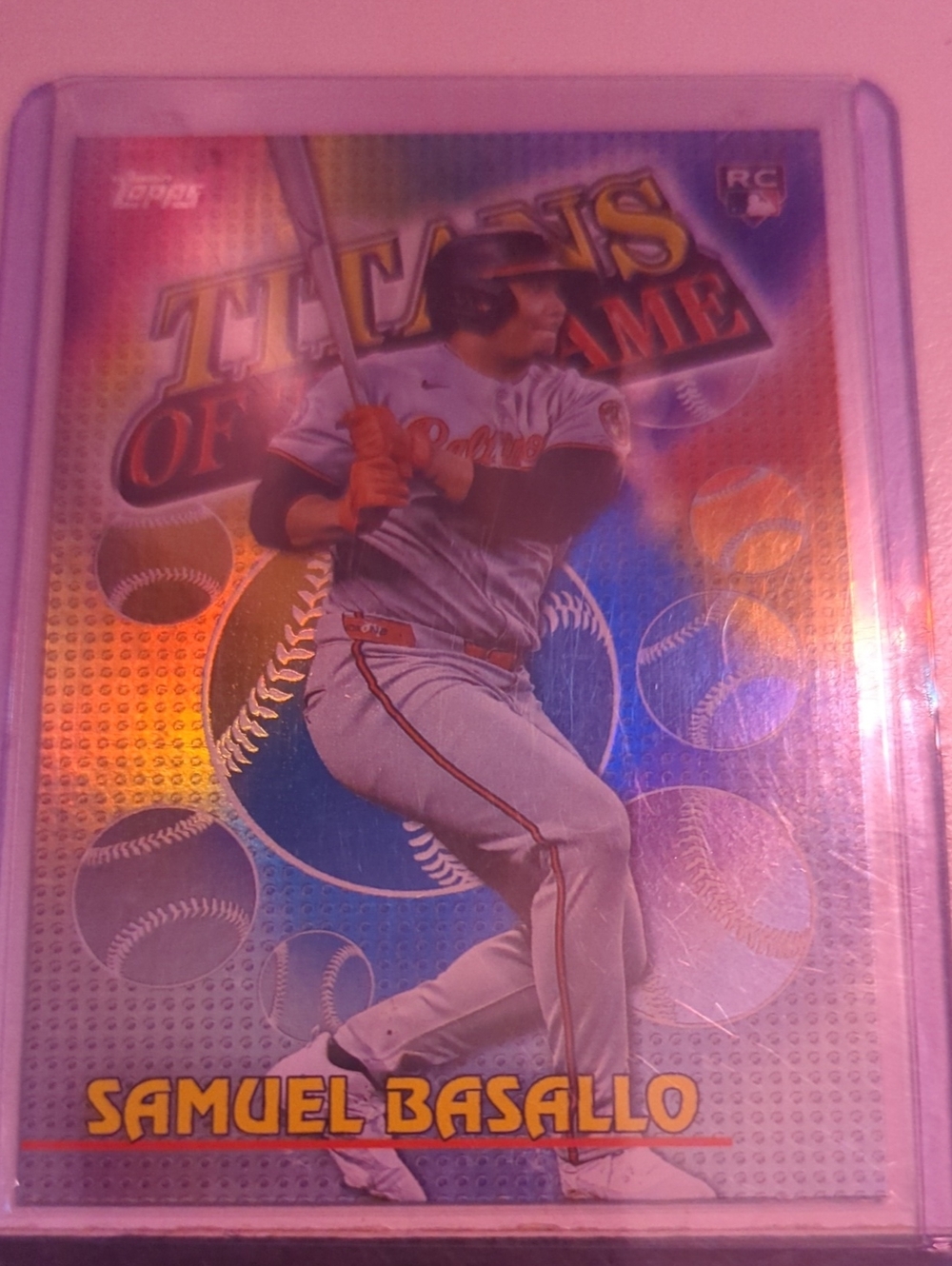 Topps Holographic Samuel Basallo Baseball Card - Rainbow Foil TITANS OF THE GAME